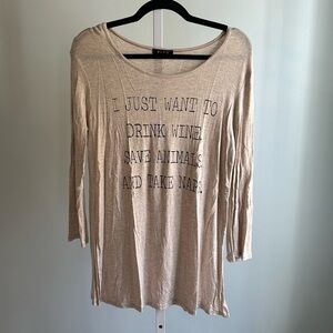 BLVD Wine Animals & Nap Long Sleeve Blouse